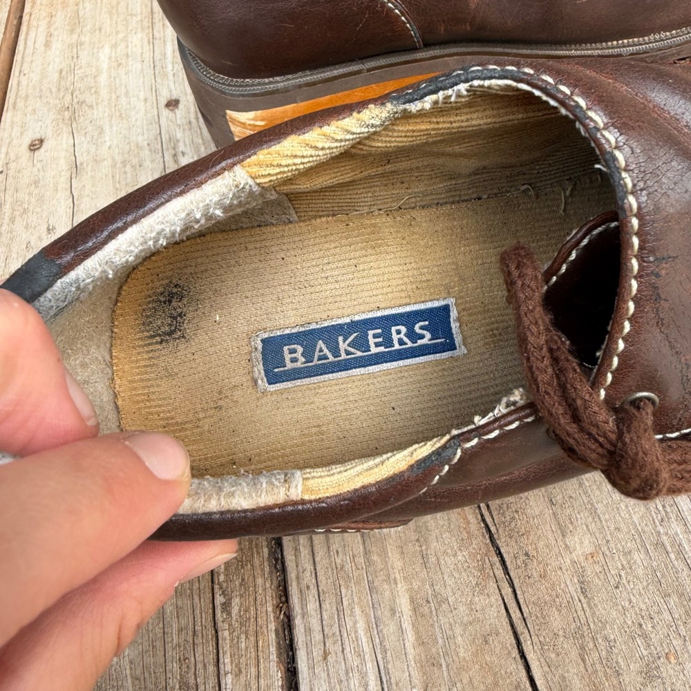 Vtg Bakers Platform Oxford Shoes Womens 7.5/8 Brown Chunky Wood Wedge Y2K 90s - Picture 8 of 10